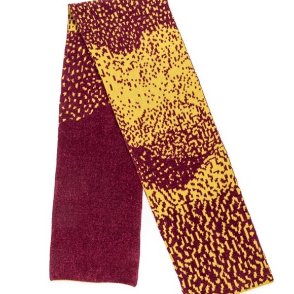 Verloop Chenille Landscape Long Scarf Wrap Golden Olive & Wine Red 76” x 14” - Picture 2 of 4